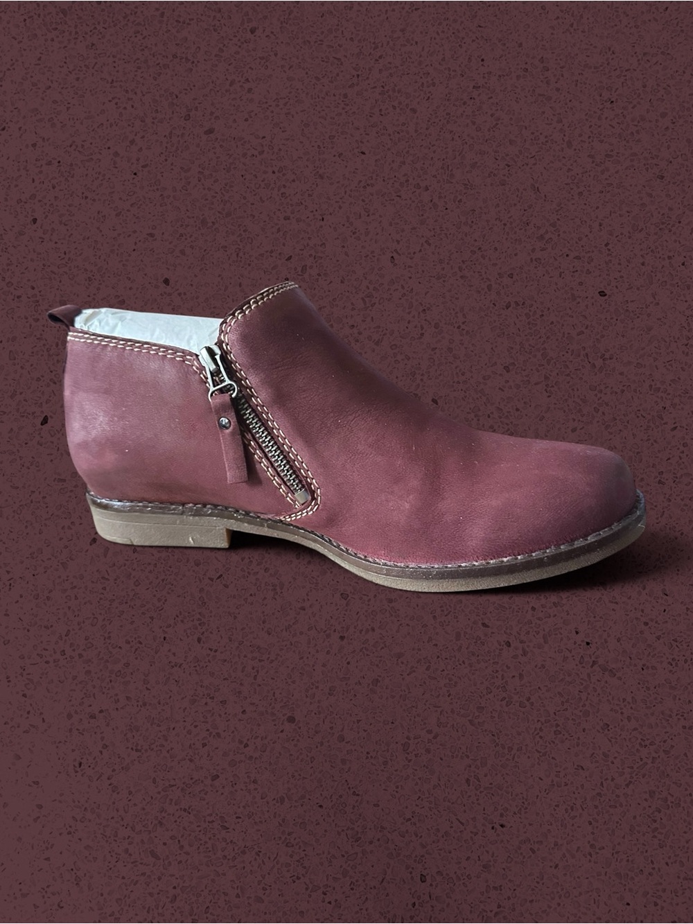 Hush Puppies Women’s Nubuck Ankle Bootie - Dark Wine (NWB)
